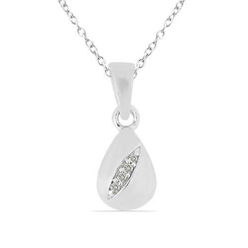 BUY 925 SILVER NATURAL WHITE DIAMOND DOUBLE CUT GEMSTONE PENDANT